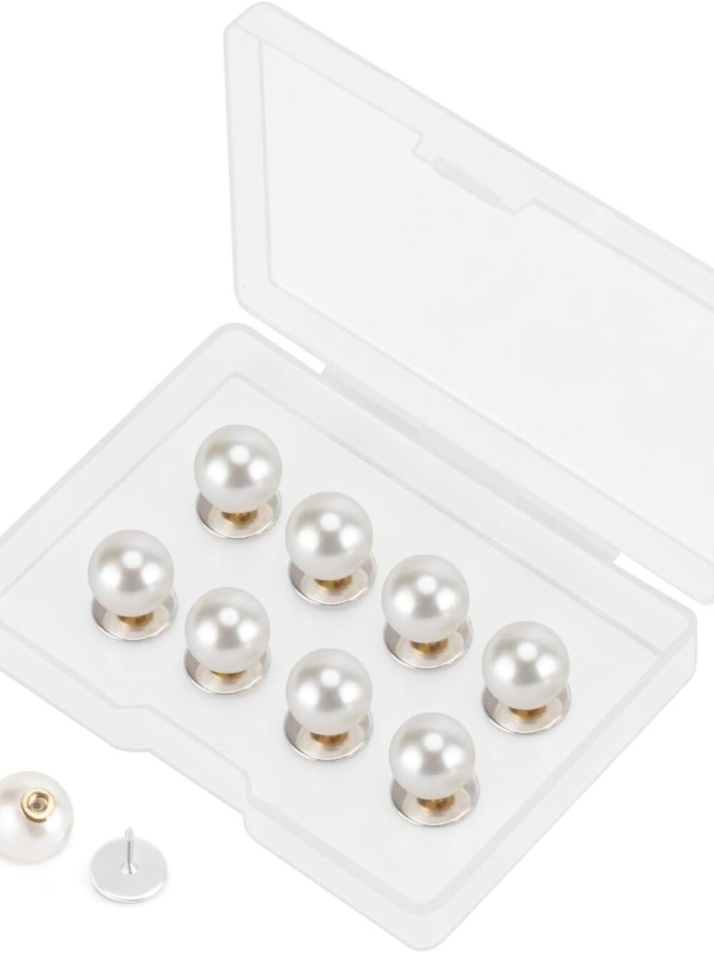 8 Sets 10mm No-sew Pearl Buttons, Detachable Reusable Pins, Fixed Brooches, DIY